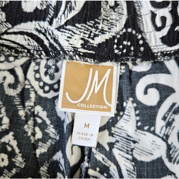 JM Collection Black and White Paisley Print Loose Soft Pants sz M - Picture 3 of 4
